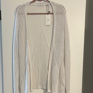 NWT Halston white Open-Front Knit Cardigan Sweater XL